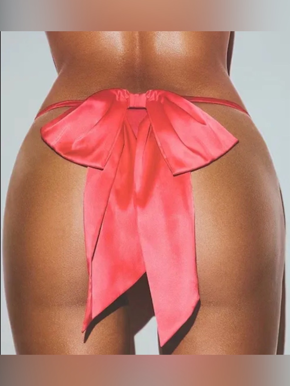 🌸 SKIMS Advent Calendar Satin Jersey Bow Thong | Ruby | Sz. M | NWOT